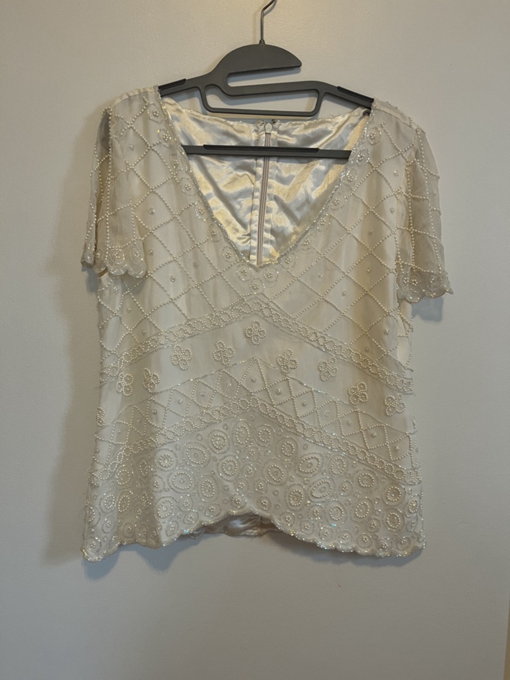Cream Beaded Top